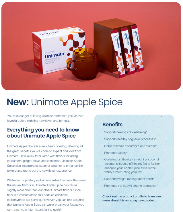 Unicity Unimate Fasting System – 5 pk of Limited 🍎 Apple Spice Flavor