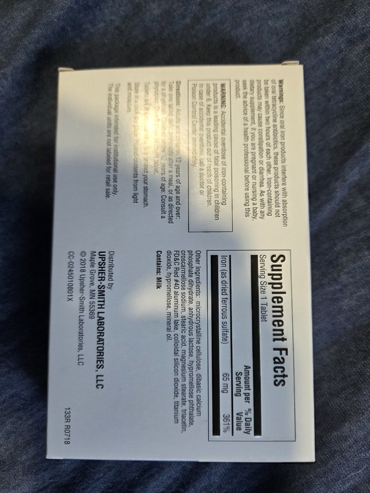 Upsher Smith Ferrous Sulfate 325mg Dietary Supplement Blood Health Tablet 100ct