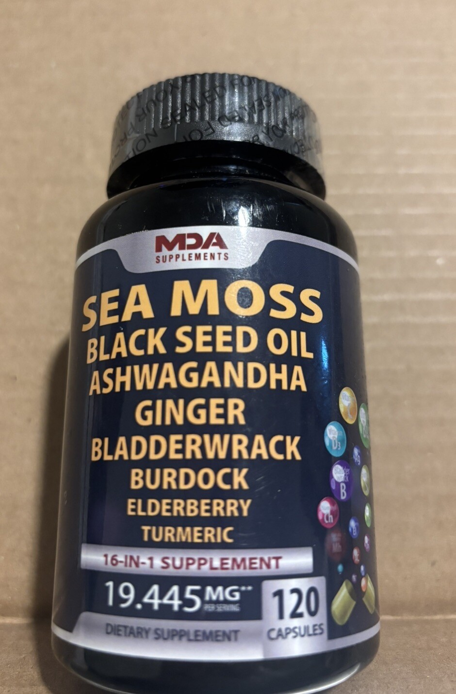 MDA Supplements Sea Moss 16-in-1 Capsules – 19.445 mg – 120 Count – Ex: 04/26 ne