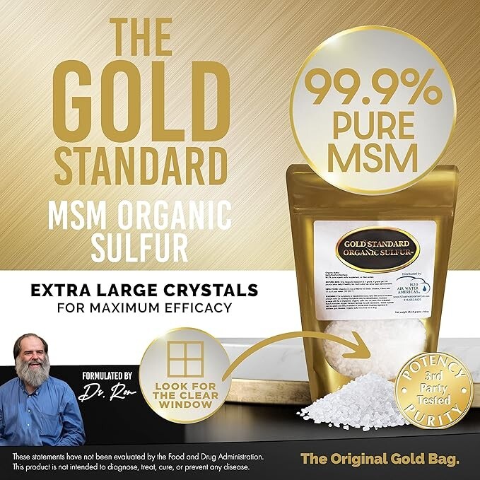 Gold Standard Organic Sulfur Crystals 1lb – 99.9% Pure MSM – Largest Flakes!