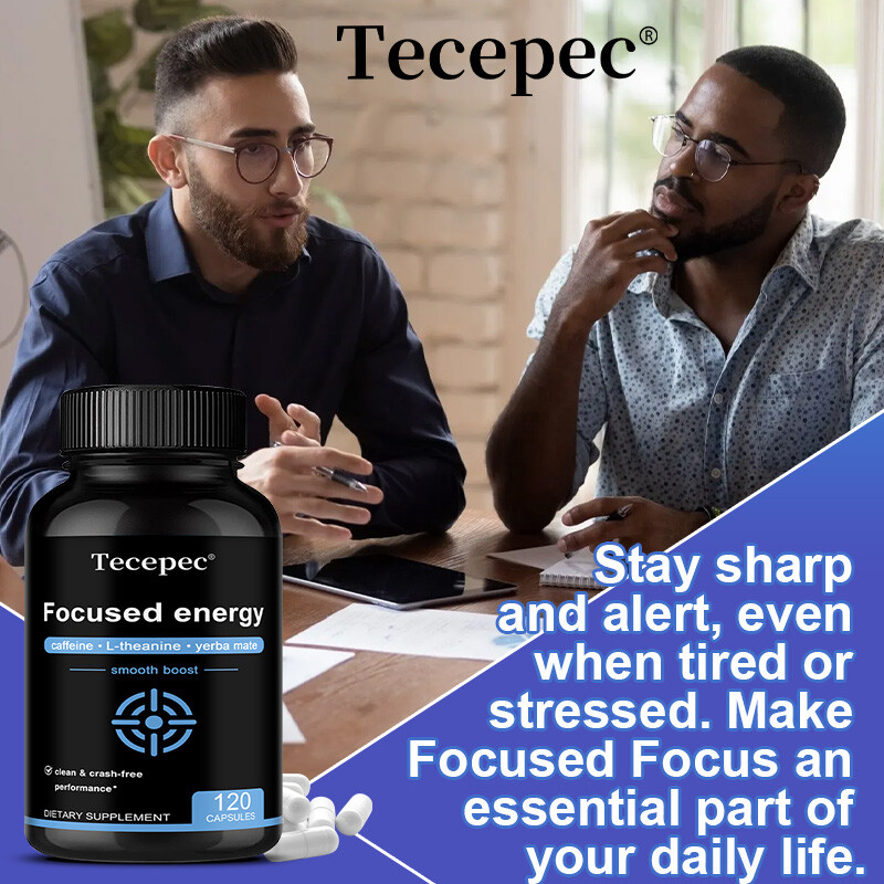 Caffeine with L-Theanine for Energy & Focus – with Yerba Mate Vegan Capsules