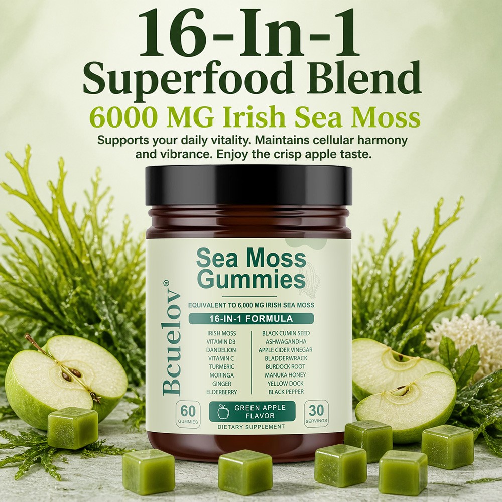 16-in-1 Sea Moss Gummie 6000mg Superfood Complex for Gut, Skin & Immune 60 Count