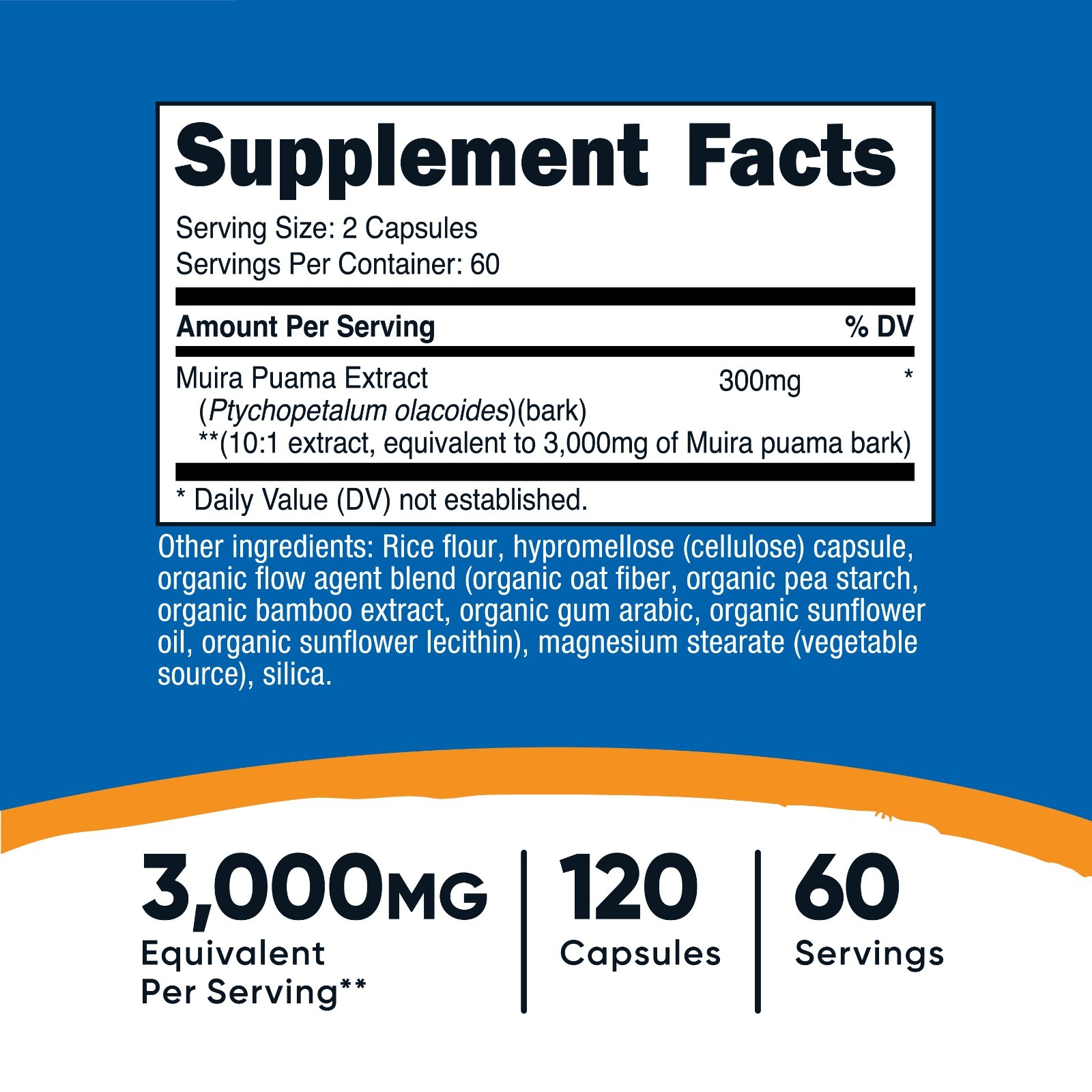 Nutricost Muira Puama Extract (3,000mg Equivalent) 120 Vegan Capsules