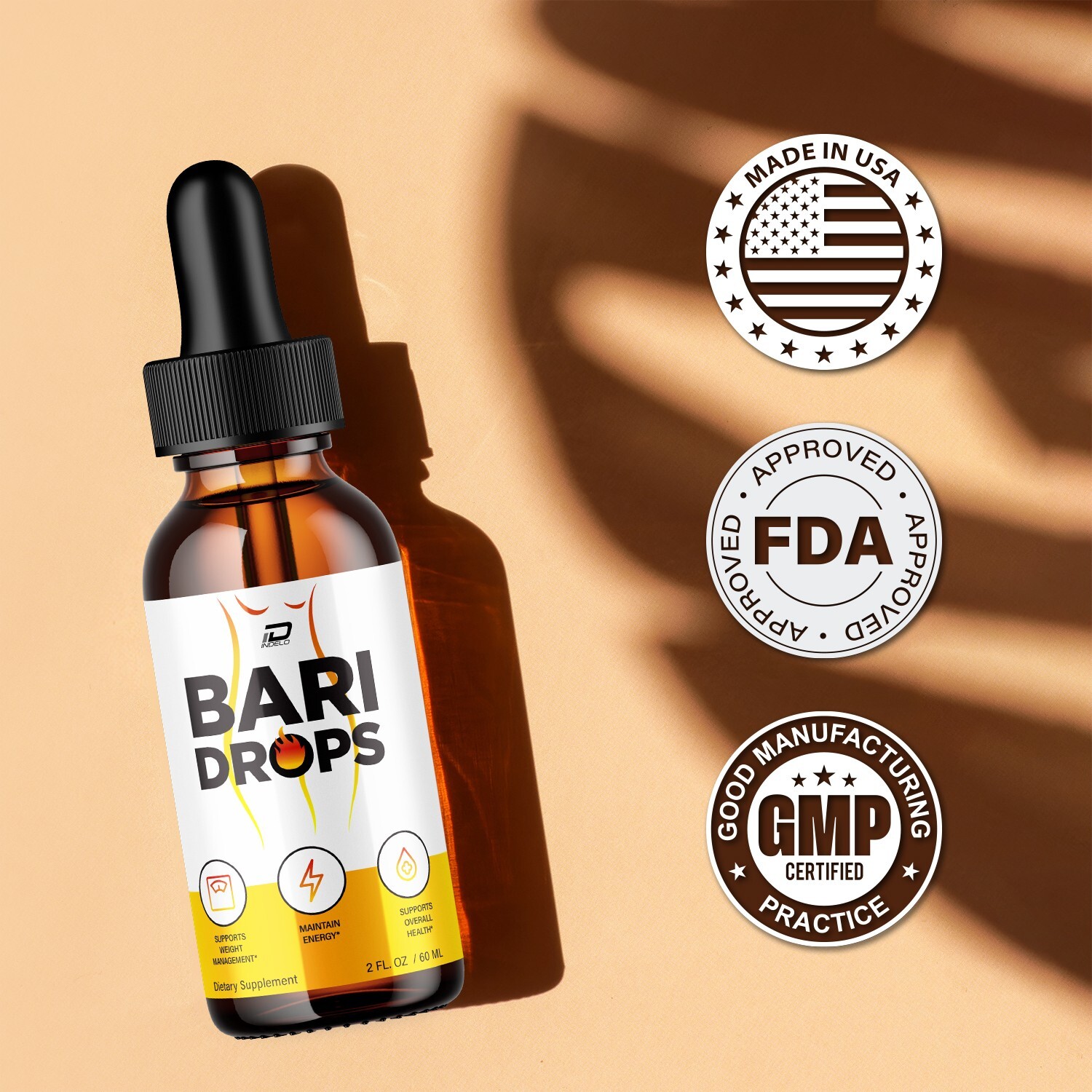 (5 Pack) Bari Drops Liquid Supplement-Natural Formula for Active Fitness Goals