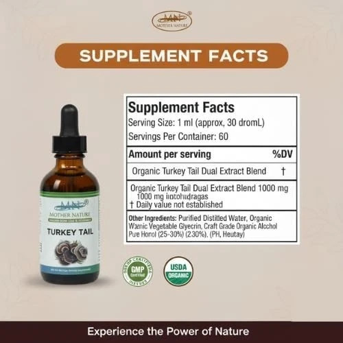 Turkey Tail (Trametes versicolor) Mushroom Extract Liquid Drops 1, 2 & 3 Packs