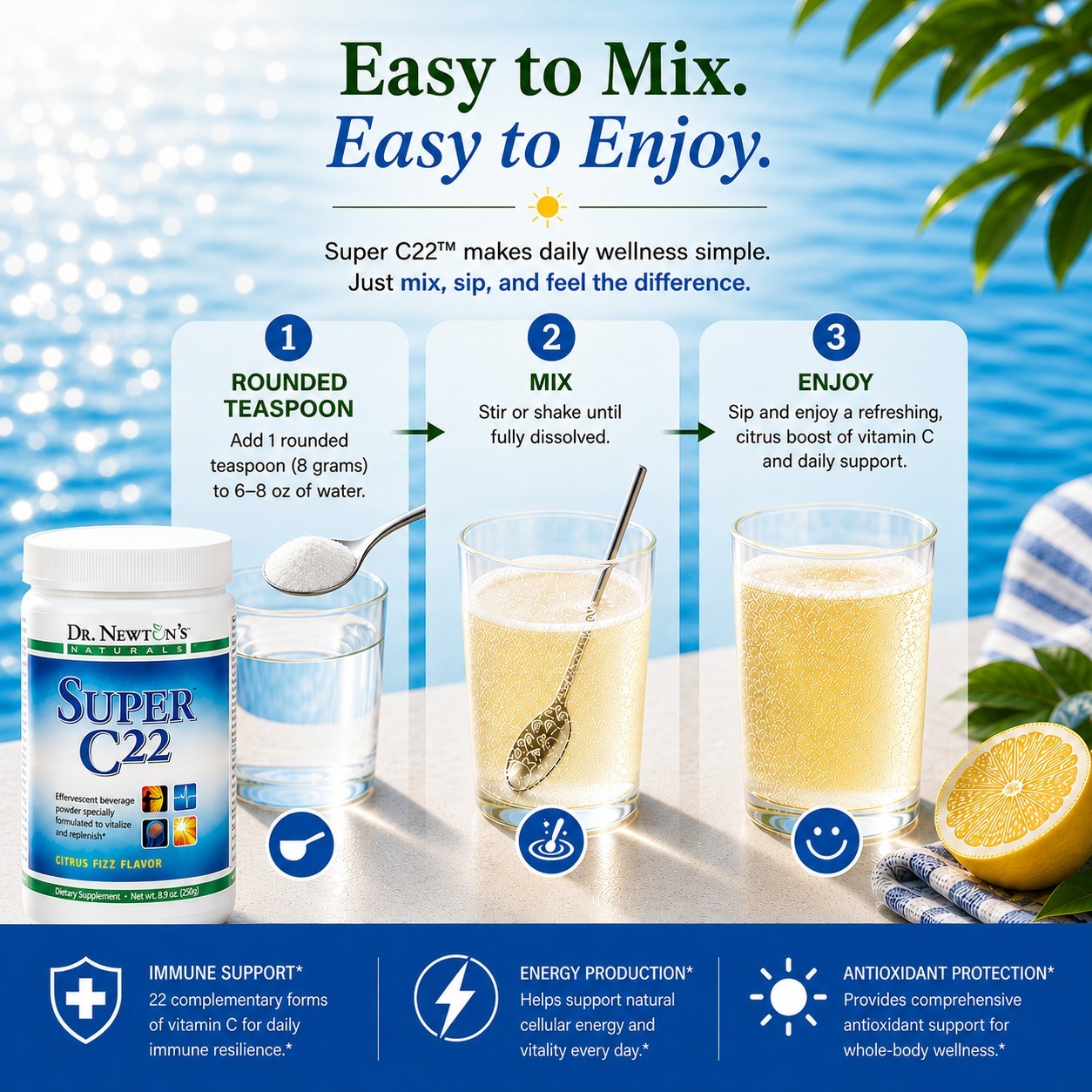 Dr. Newton’s Naturals Super C22 1500mg Vitamin C Effervescent Drink Mix – 8.9 oz