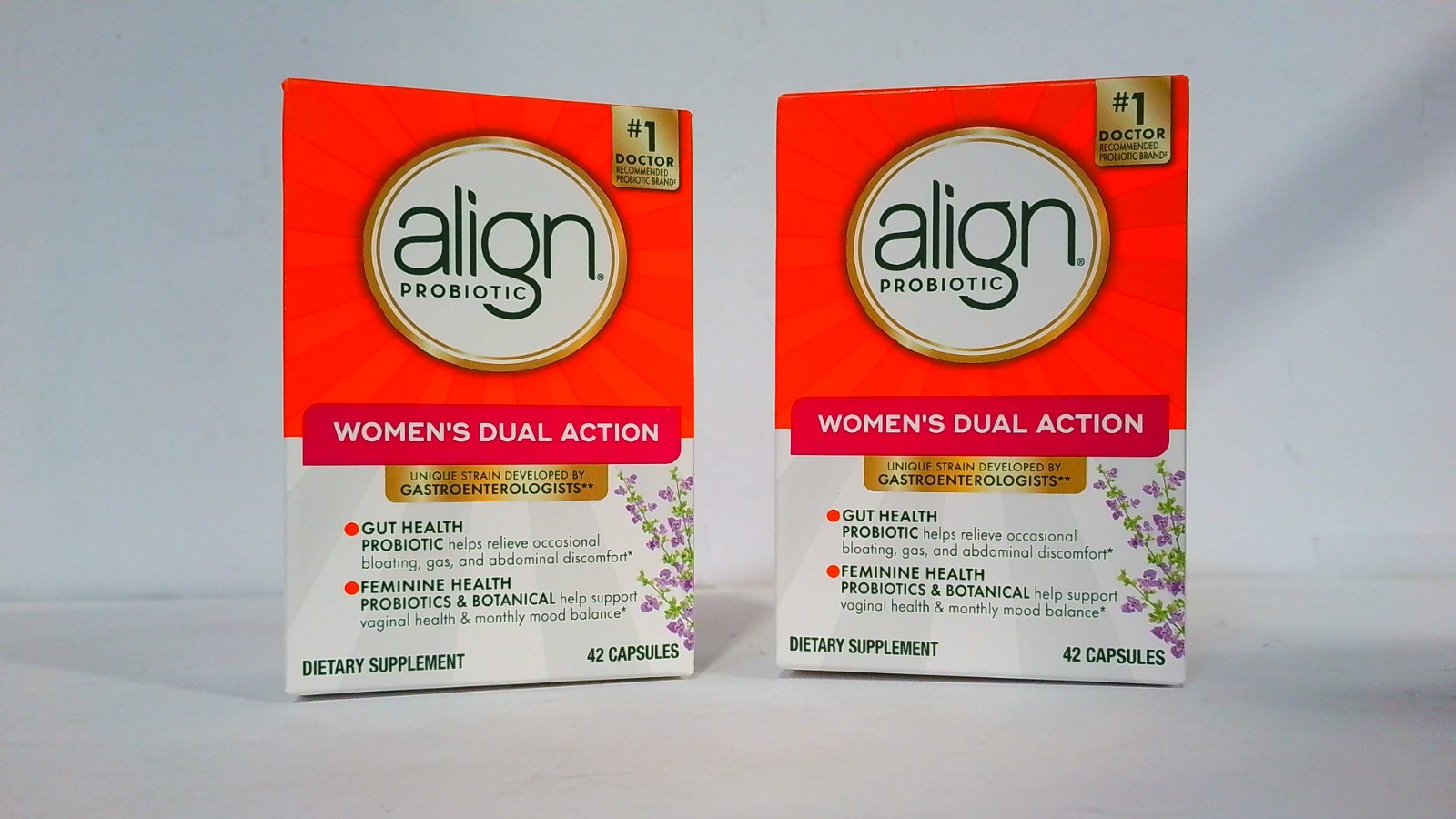 Lot of 2 Align Probiotic Women’s Dual Action Supplement 42 Capsules Exp 09/2026