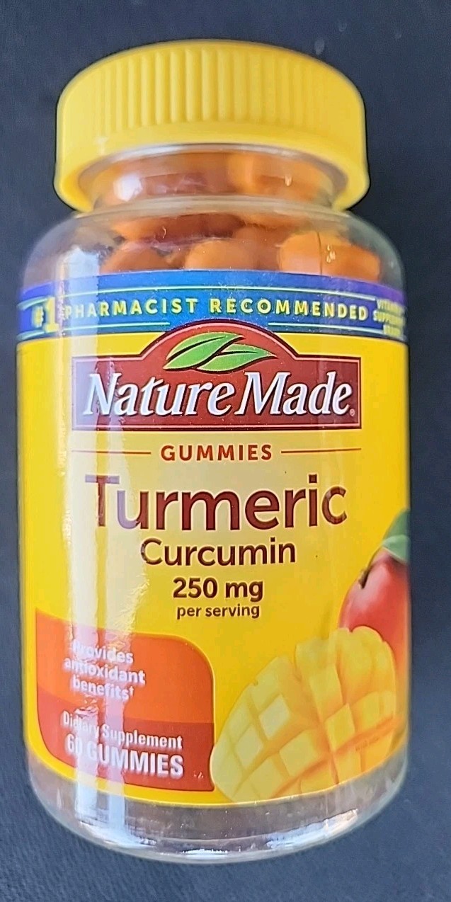 Nature Made Turmeric Curcumin 250 mg Gummies Mango Flavor 60 Gummies Exp 07/2026