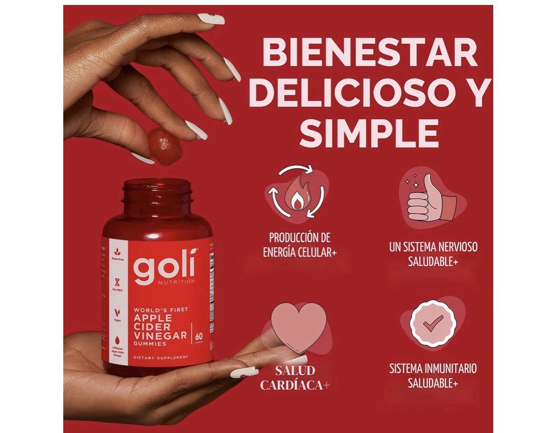 Goli Nutrition Apple Cider Vinegar Gummies w/ Vitamin B12 Vegan 60 Ct