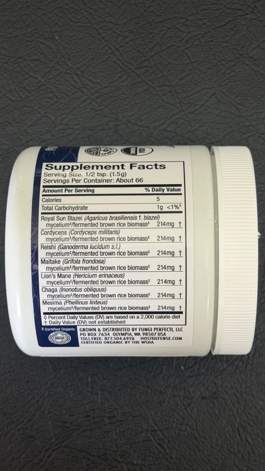Host Defense Stamets 7 USDA Organic Mushroom Mycelium Powder 3.5 oz (100g)