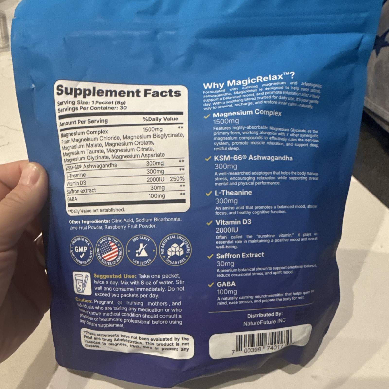 yesnap MagicRelax 8-in-1 Magnesium Powder Raspberry Lemonade 30 Packets 8.46 oz