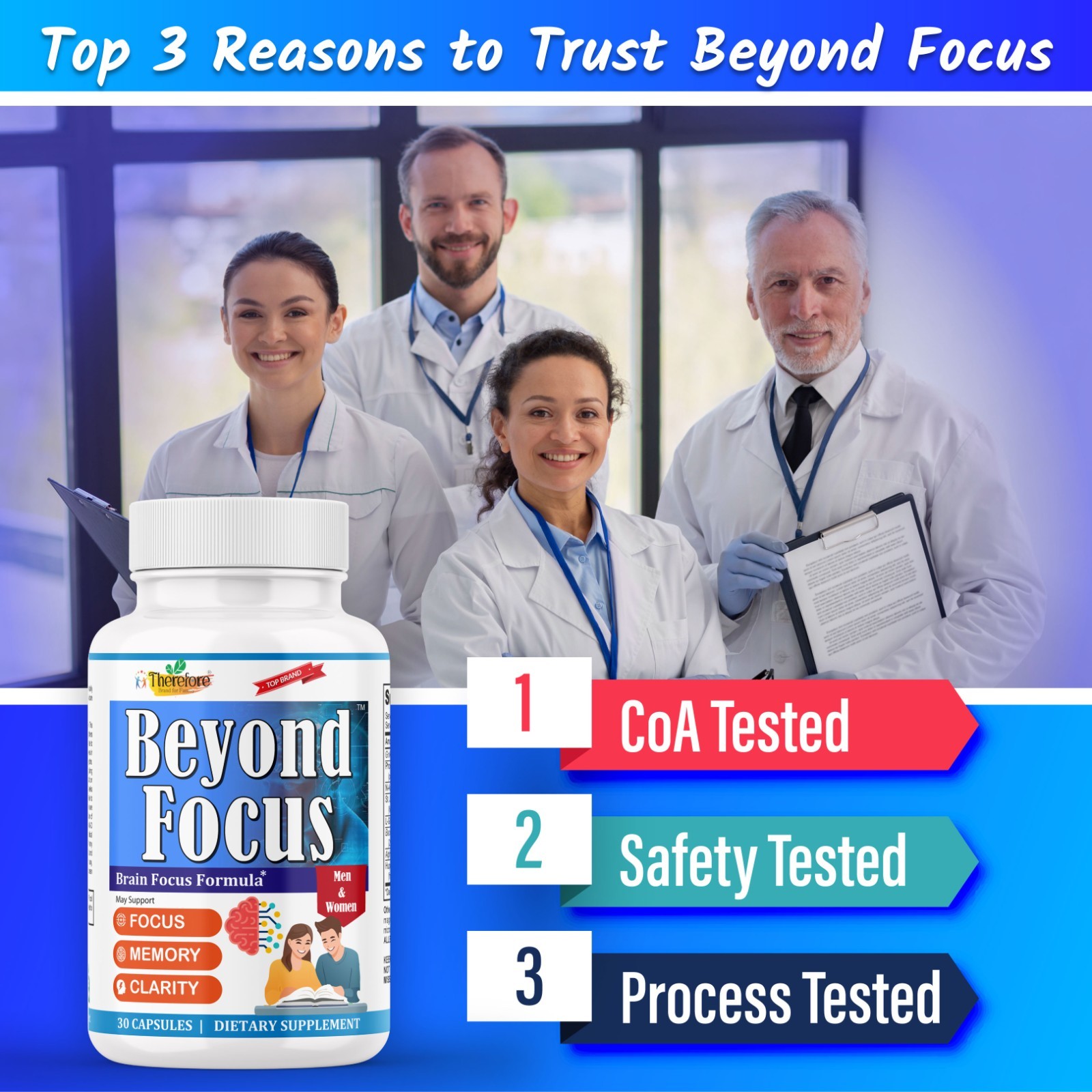 Brain supplement for Memory & Focus, Support Mental Clarity, Attention-30ct