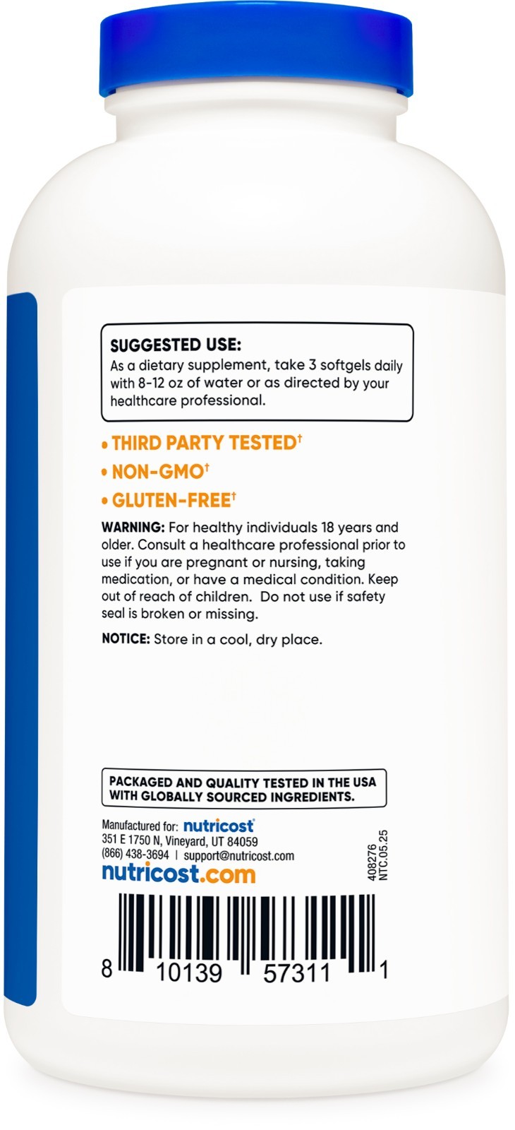 Nutricost CLA 800mg Servings, 240 Softgels – Gluten Free, Non-GMO