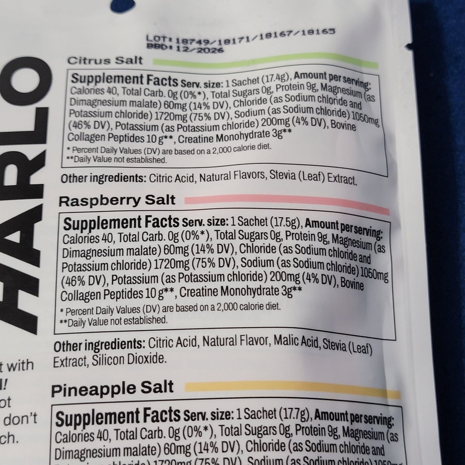 Harlo 3-in-1 Performance Mix Electrolytes, Collagen, Salty by Design