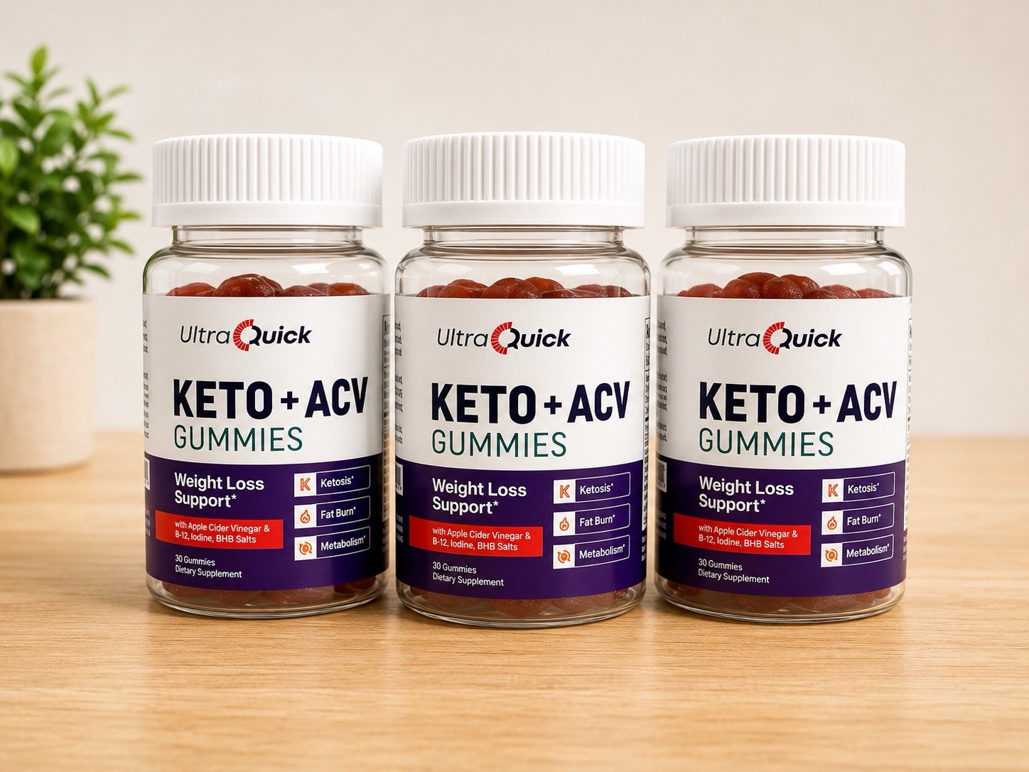 UltraQuick Keto + ACV Gummies (3 Bottles) – New & Sealed