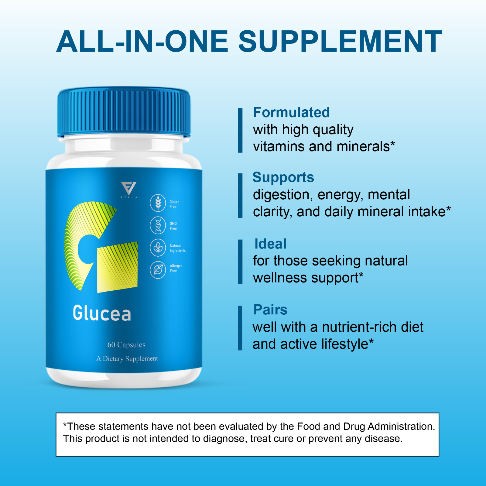 (3 Pack) Glucea Blood Support, Glu Cea Formula (180 Capsules)