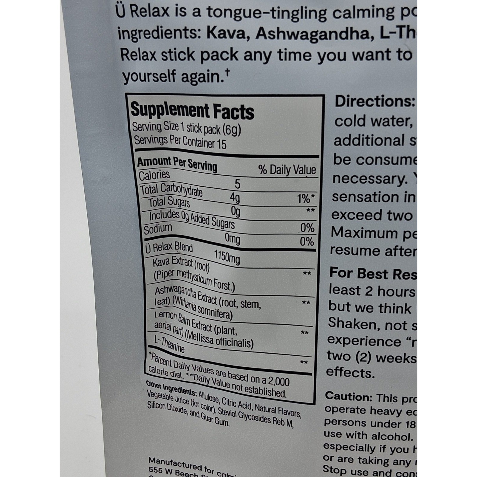 Calming Co U Relax – Mixed Berry 15 sticks MFG: 9/2025 open bag, SEALED packets