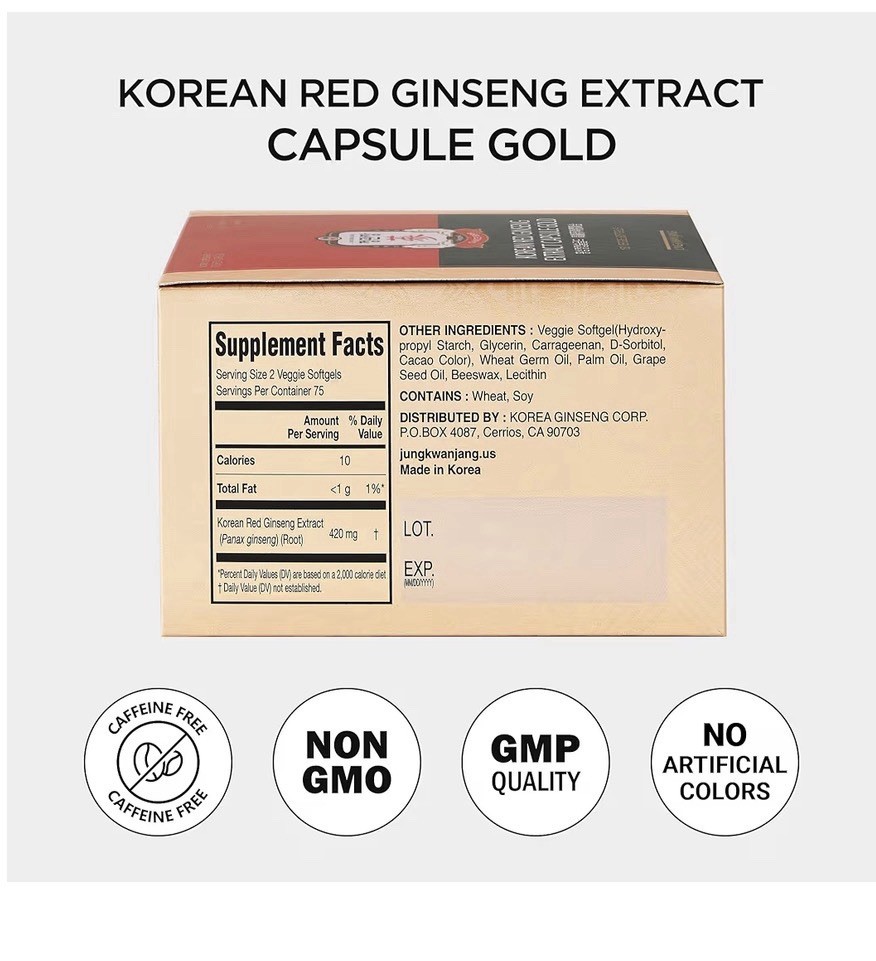 JUNG KWAN JANG Korean Red Ginseng Extract Capsule Gold Energy Supplement 150caps