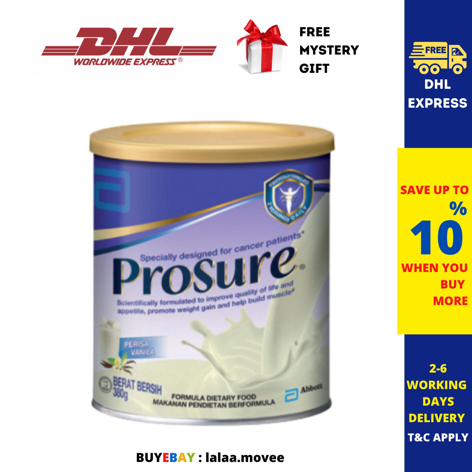 8 X Abbott Prosure Milk (High Protein, Prebiotic & EPA) 380g FREE DHL Express