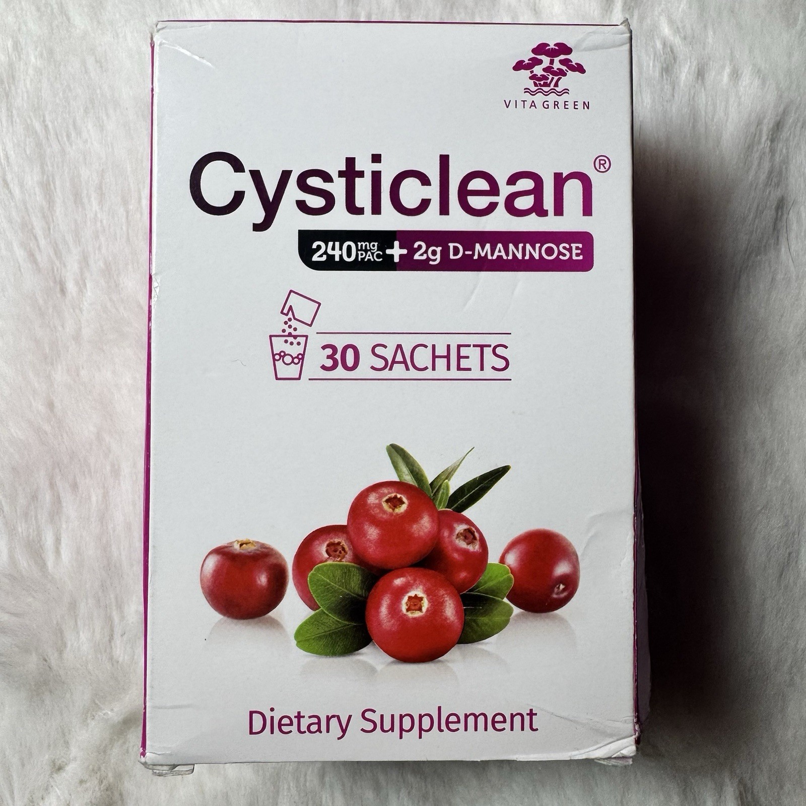 Cysticlean 240mg PAC + 2g D-Mannose 30 Packets Urinary Tract Health Exp 2027 New
