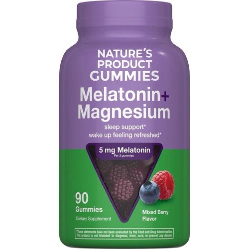 Nature’s Product Melatonin + Magnesium Gummies 5mg Sleep Support Mixed Berry 90