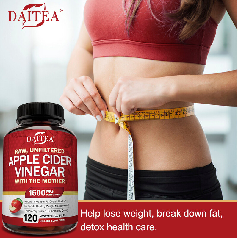 1600mg Apple Cider Vinegar Capsules, Detox & Weight Support, 120 VegCaps