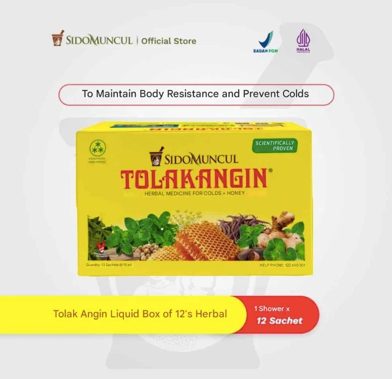 Tolak Angin Sido Muncul Supplement – Cough & Stamina Aid Drink for Cold & Travel