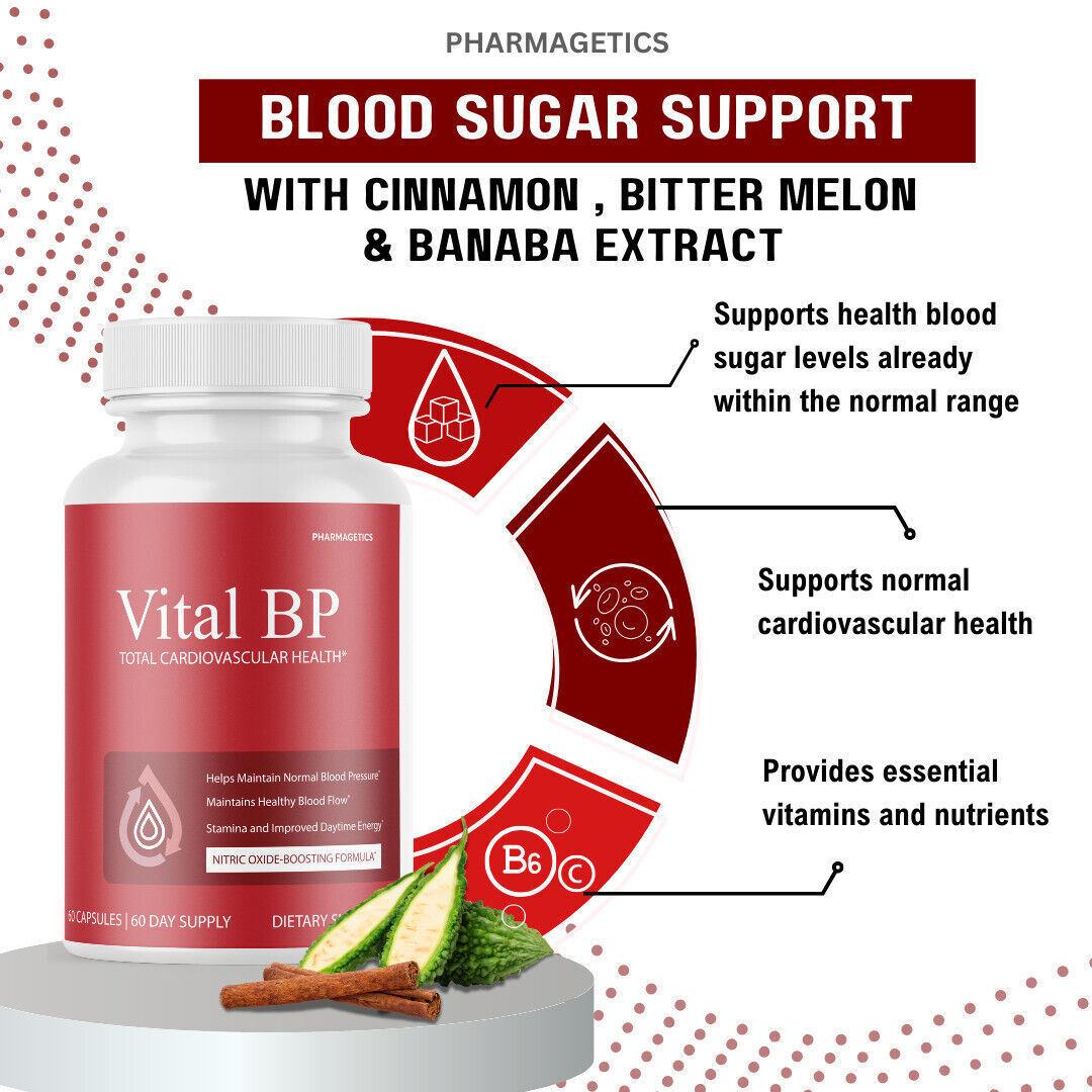 Vital BP Blood Flow Support Dietary Supplement 2 Bottles Expires February 2027