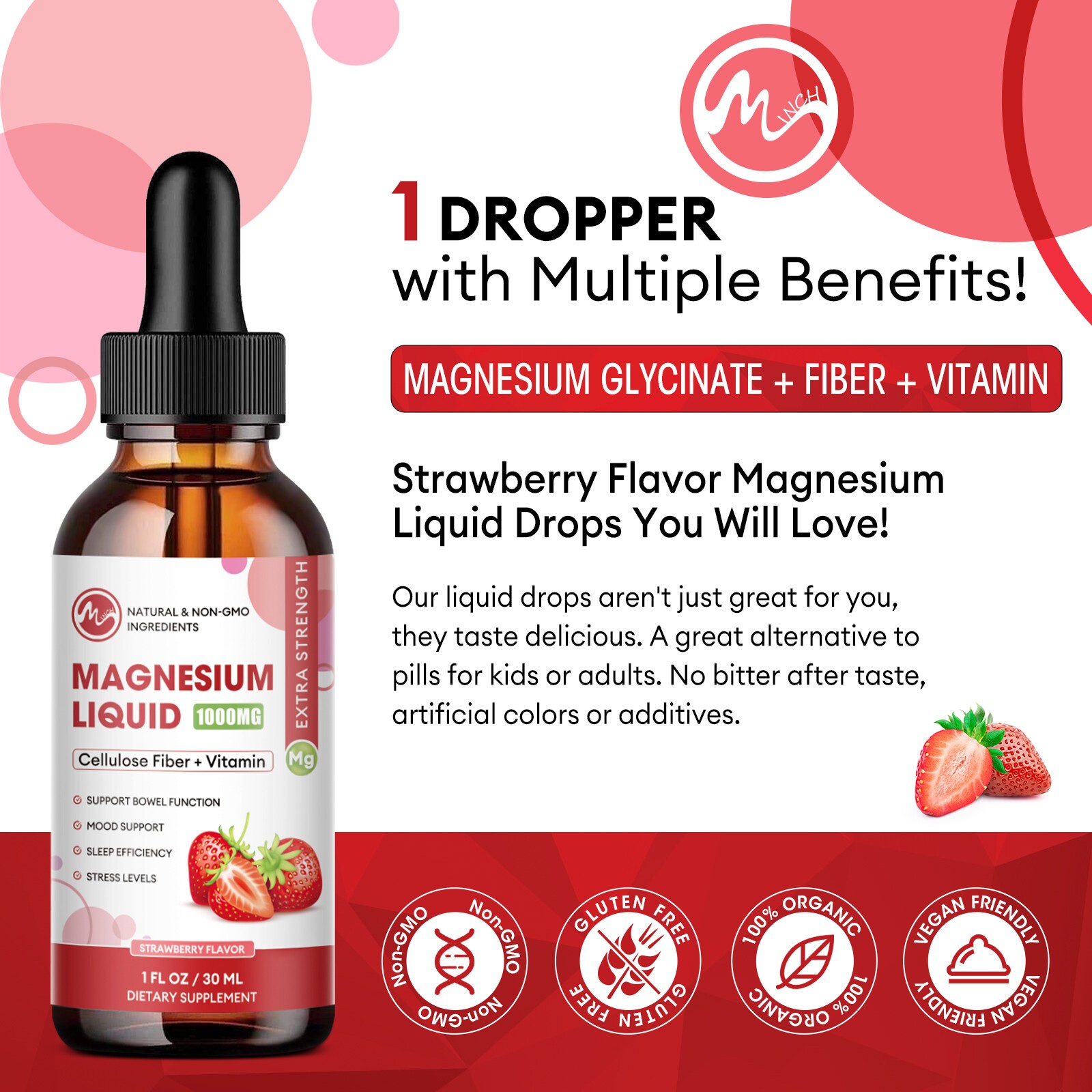 1-5X Magnesium Liquid Drops, Magnesium Glycinate,Improve Sleep,Anxiety Relief