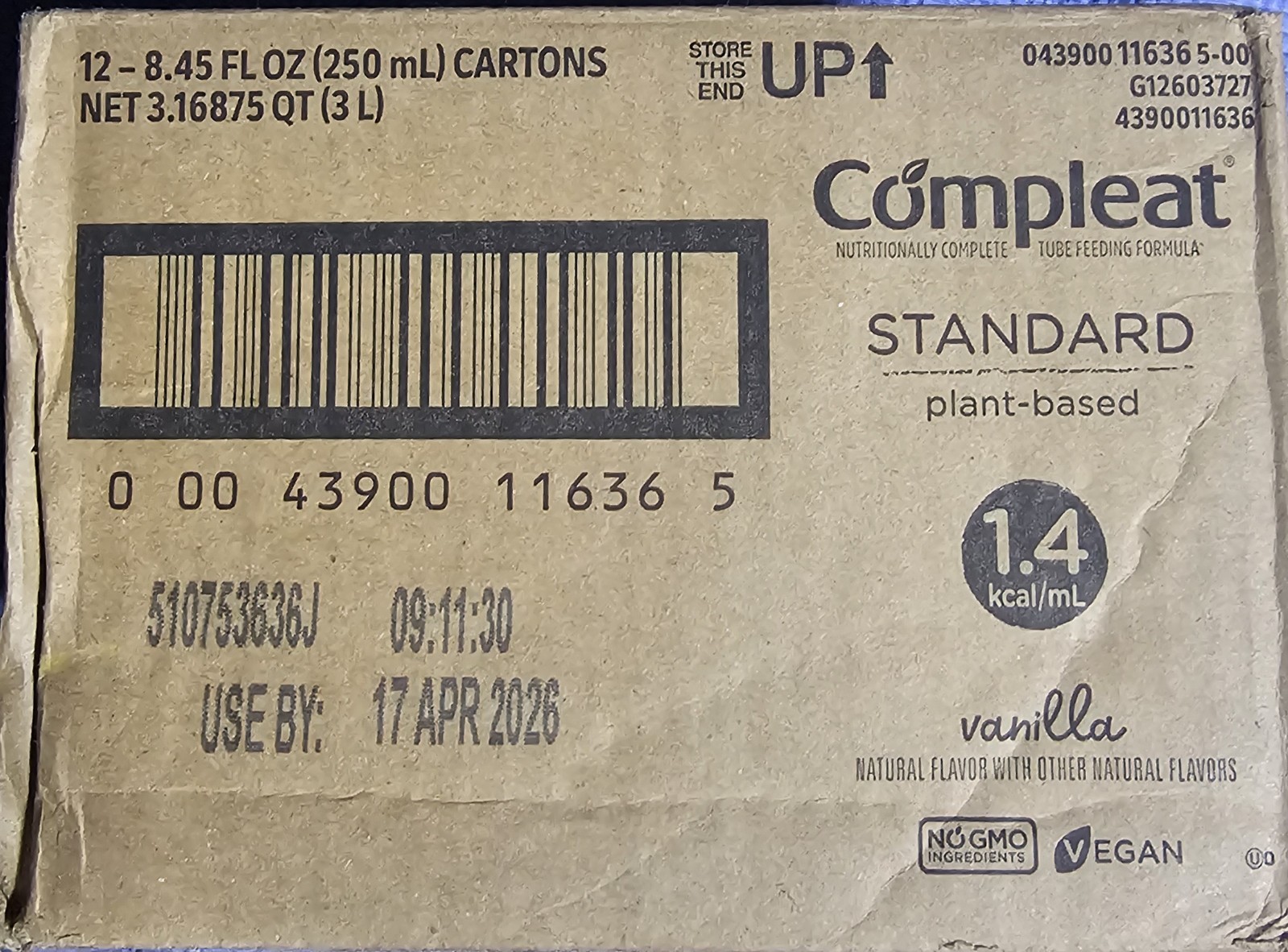 Nestle Compleat Standard 1.4 Tube Feeding Formula Vanilla 8.45 oz – Case of 24