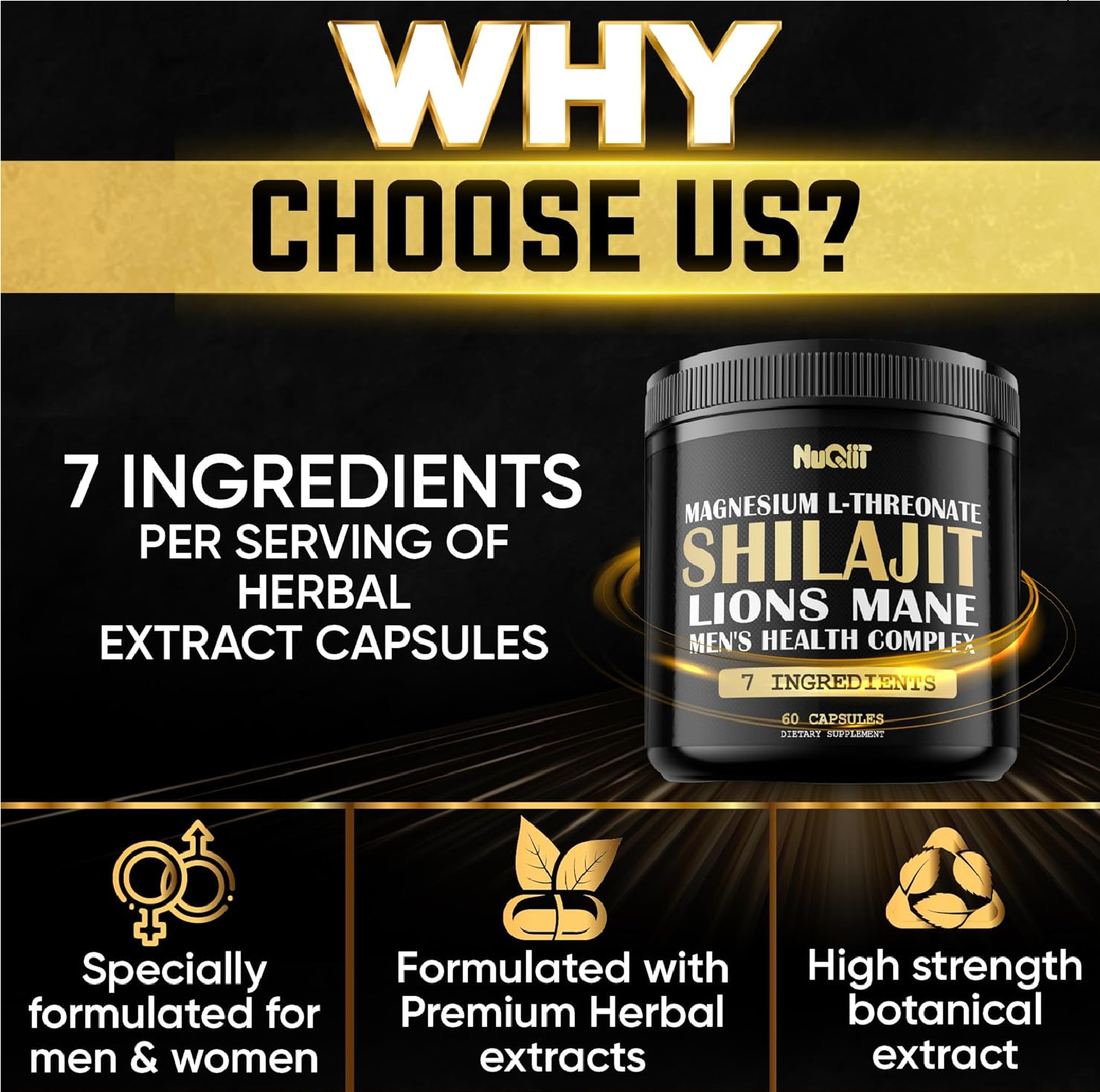 Shilajit Pure Himalayan Organic with Magnesium, Lions Mane, and Men Health Compl