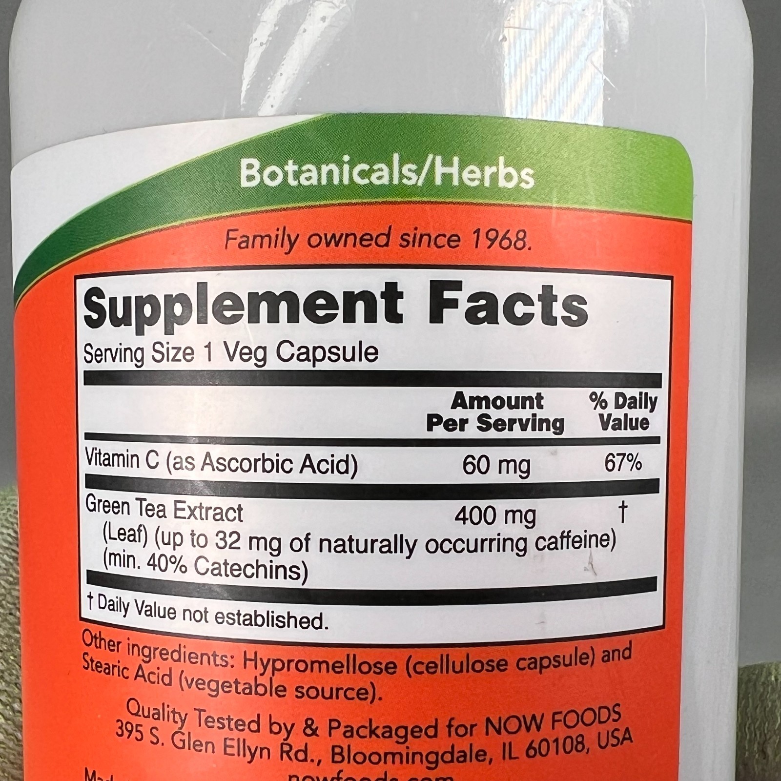 NOW FOODS Green Tea Extract 400 mg 250 Veg Capsules (Best By: 02/2027) SEALED