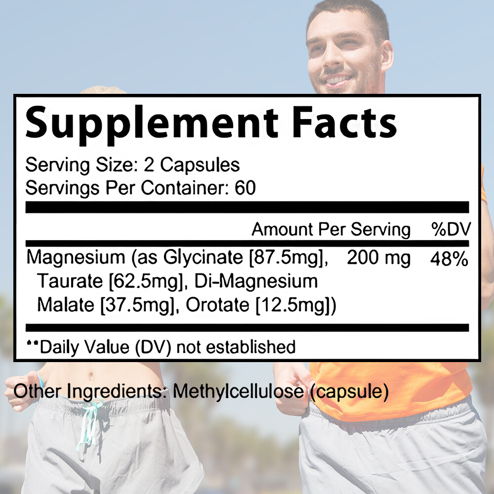 4x Magnesium Complex – Magnesium Malate, Glycinate, Taurate, Orotate