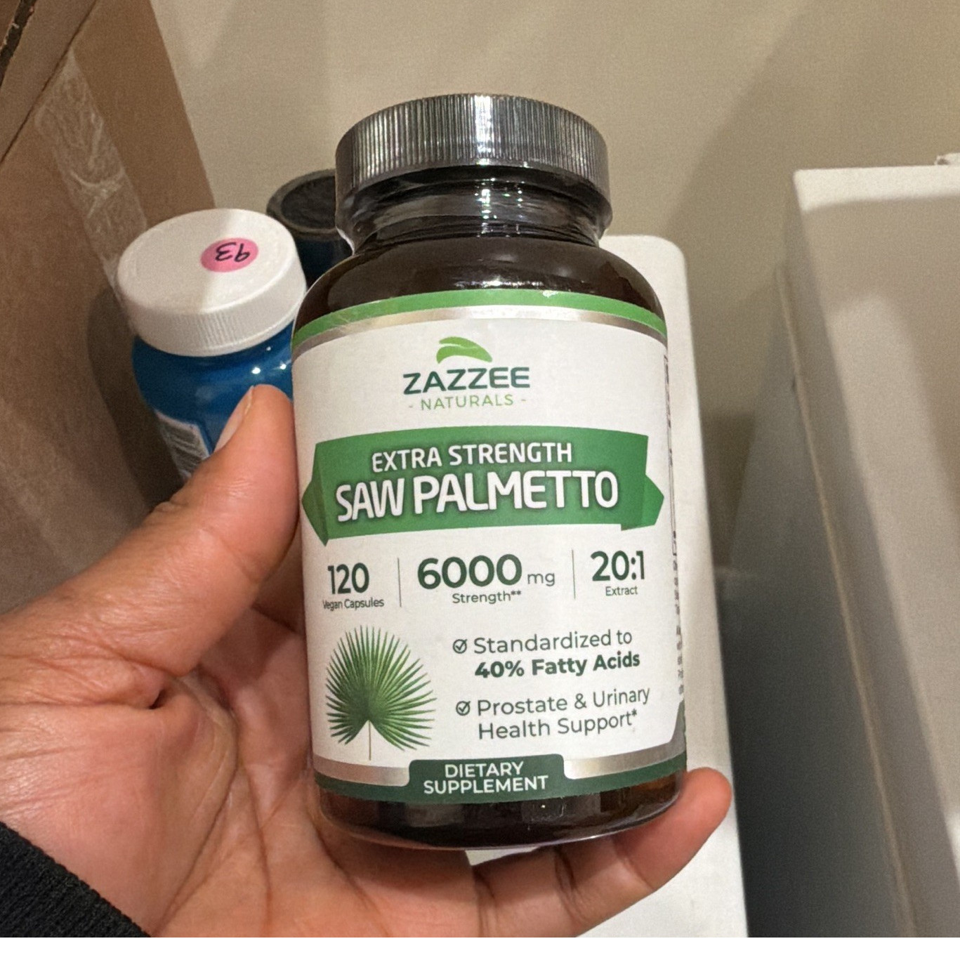 Zazzee Naturals Saw Palmetto 6000mg 20:1 Extract 120 Vegan Capsules Non GMO