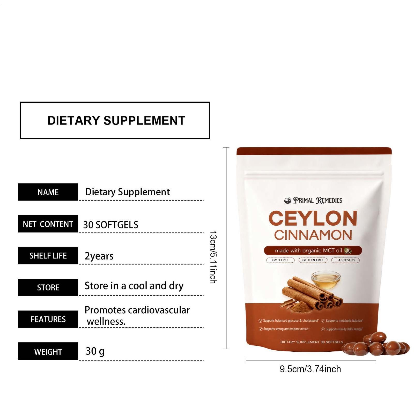 Ceylon Cinnamon Soft Gels 7200Mg Equivalent, (2 PACK) Ceylon Cinnamon Softgels
