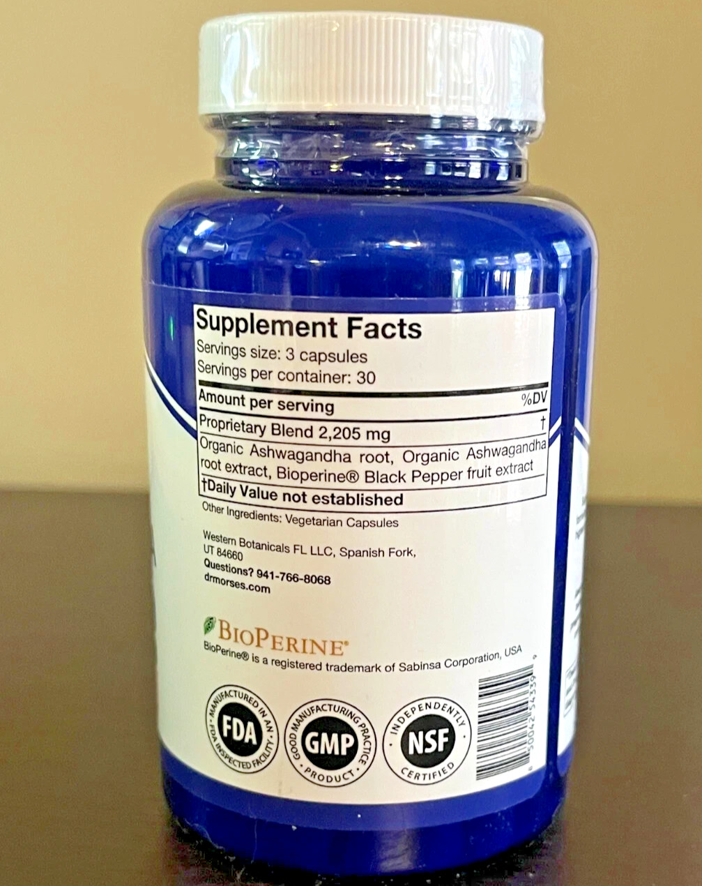 Ashwagandha 2205 mg Capsules Root Extract & Bioperine Black Pepper: Lab Tested
