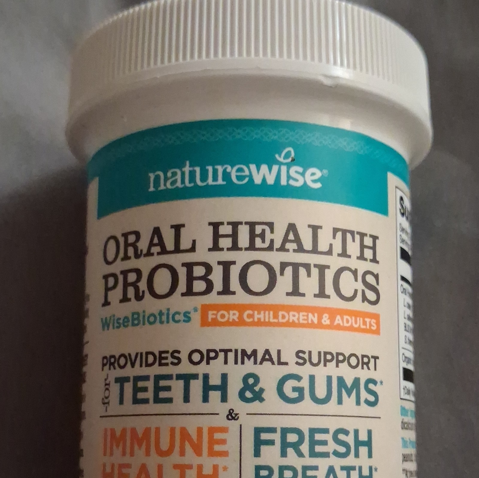 NatureWise WiseBiotics Oral Health Probiotic Chewable 30 ct Peppermint GF