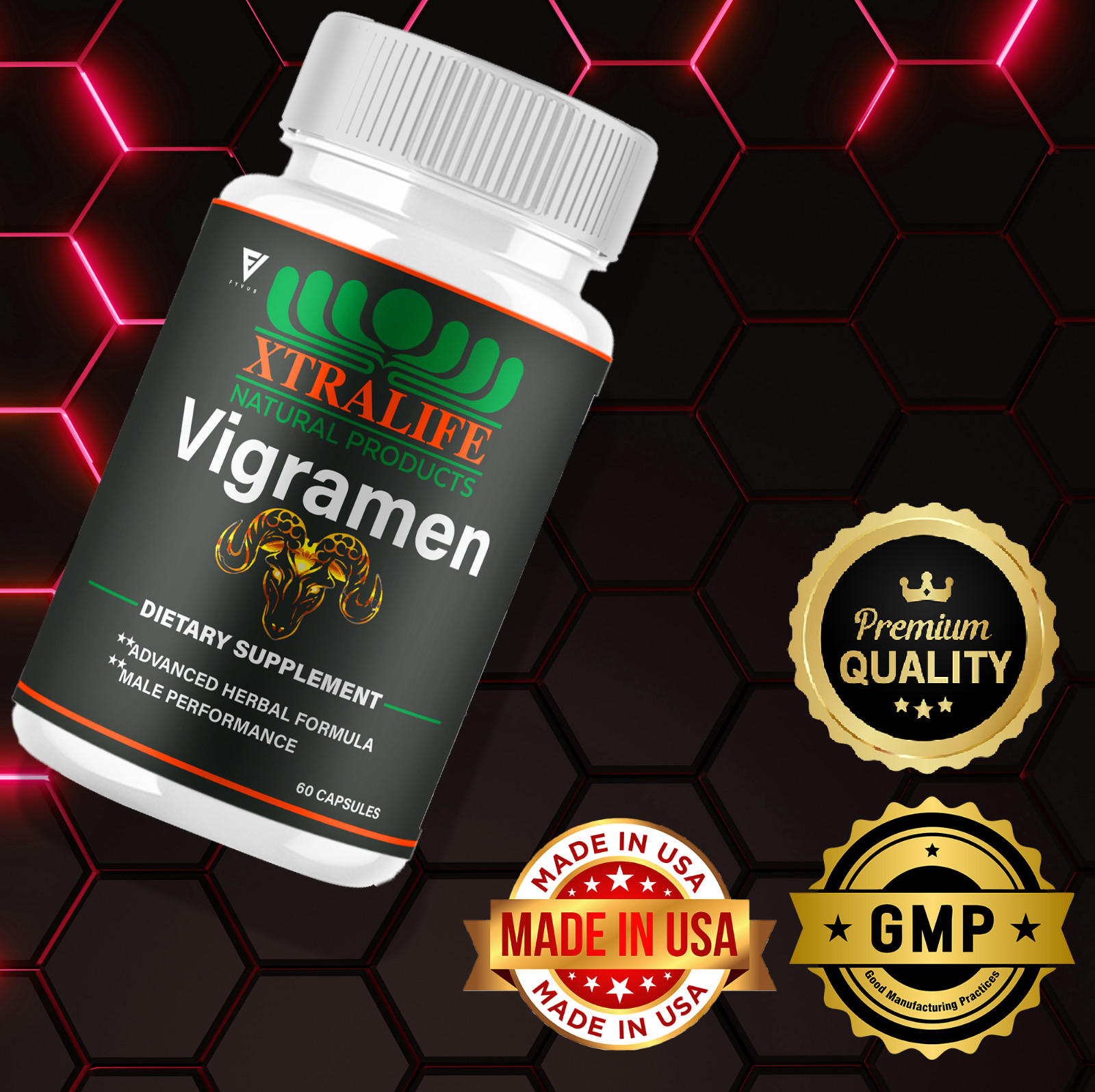 Vigramen Pills Vigra Men Maximum Performance Supplement (60 Capsules)