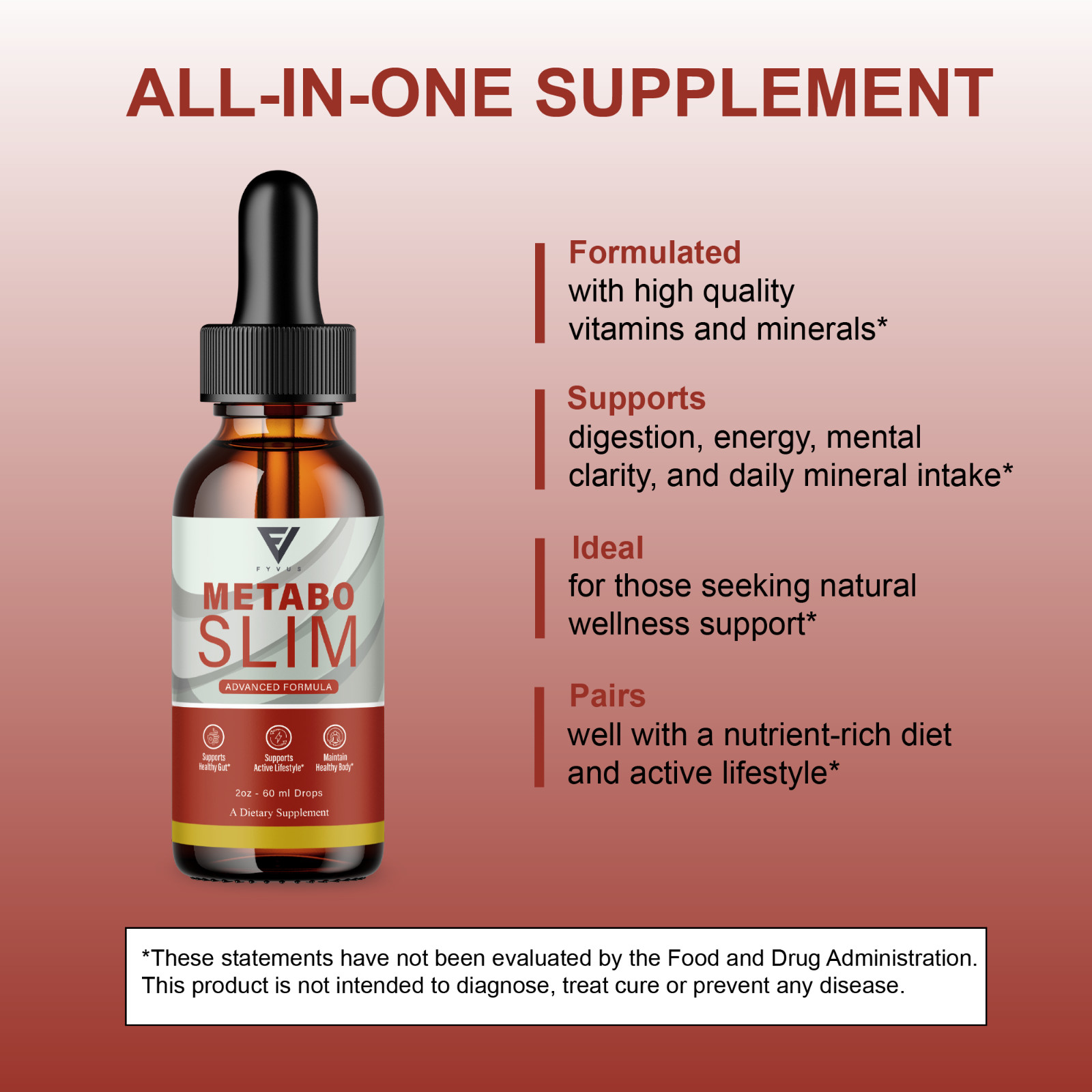 (5 Pack) Metabo Slim Weight Management, MetaboSlim Liquid Drops (10oz)