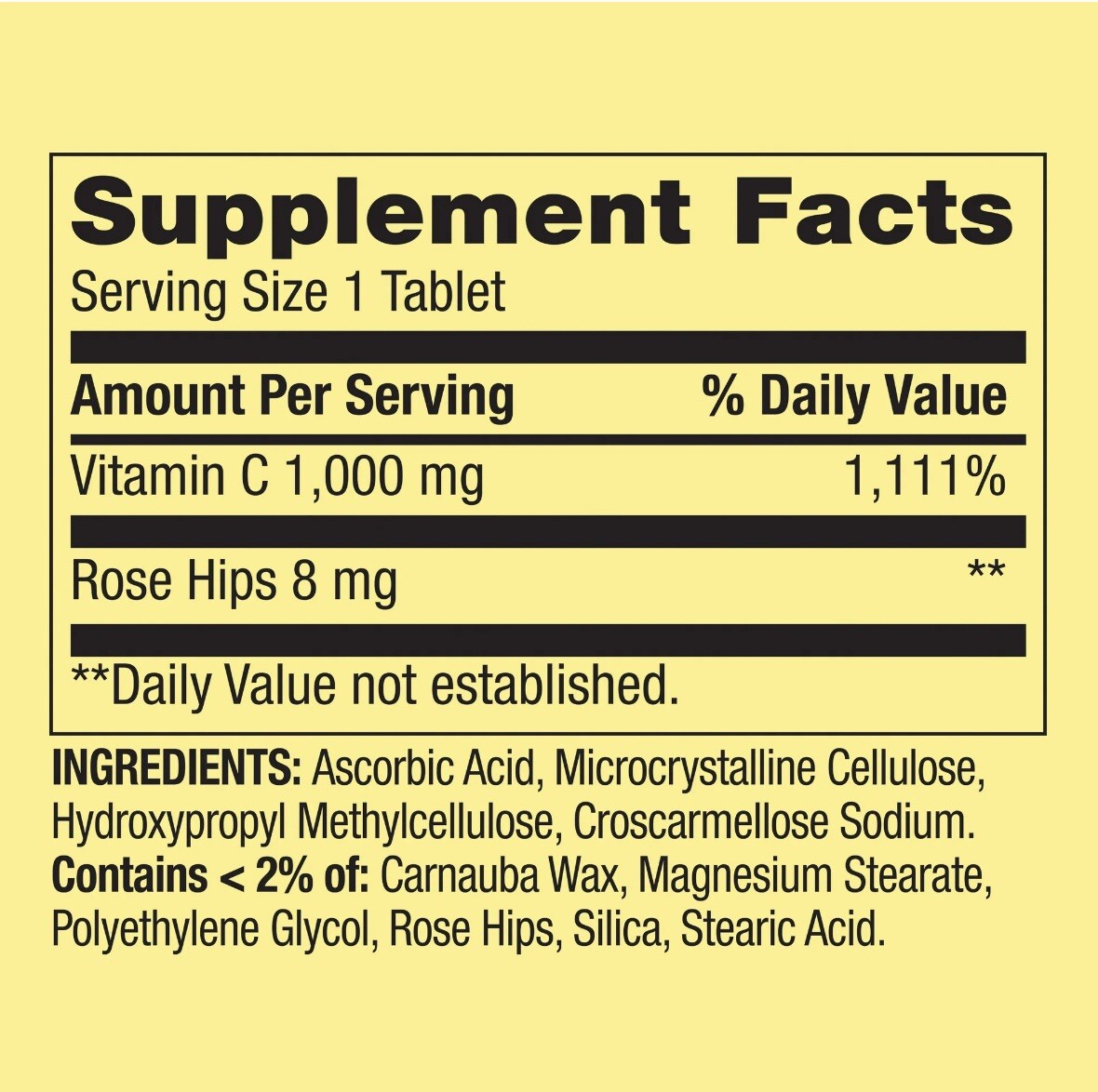 Spring Valley Vitamin C with Rose Hips Dietary Supplement, 1,000 mg, 250 count
