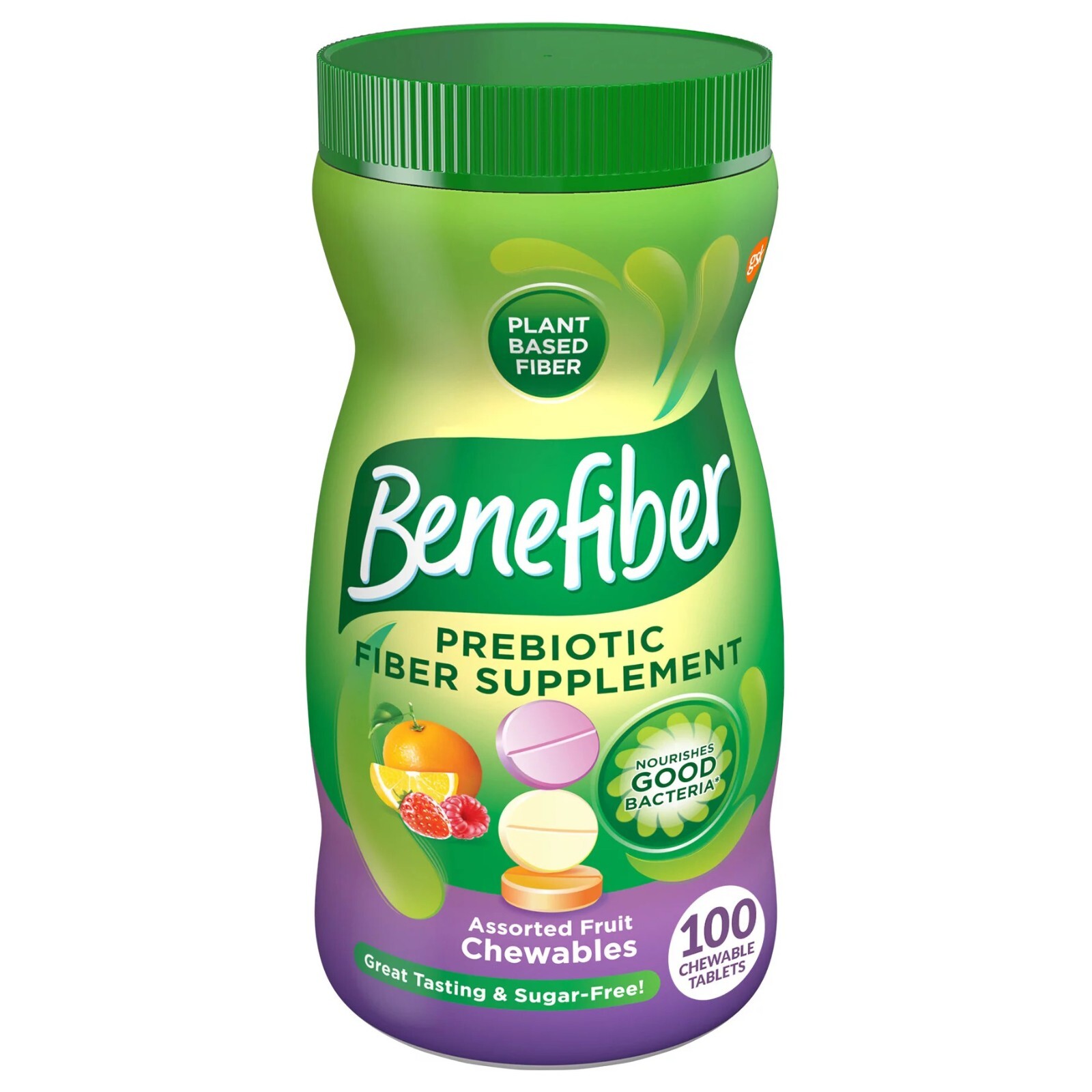Benefiber PREBIOTIC FIBER SUPPLEMENT 100-Chevable Tablets ASSORTED FRUIT Plant B
