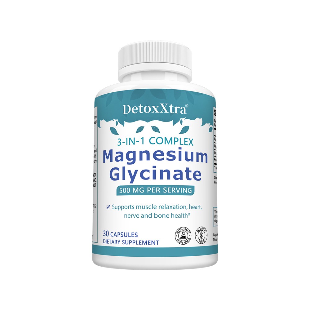 3-in-1 Magnesium Glycinate Complex | 500mg,For Relaxation&Bone Health 30~120Caps
