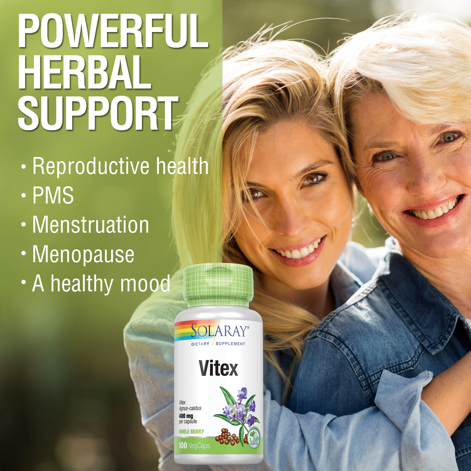Solaray Vitex Berry 400mg | Women’s Healthy Hormone Balance Formula | 100ct