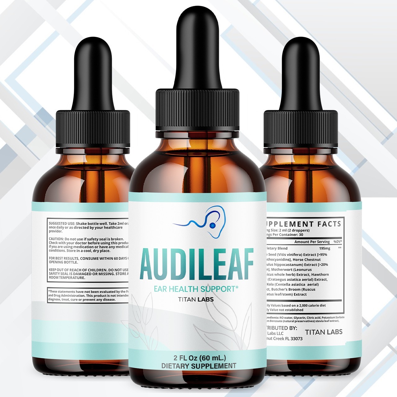 (2 Pack) Audileaf Ear Health Support Drops Natural Audi Leaf Vitamin 60 Servings