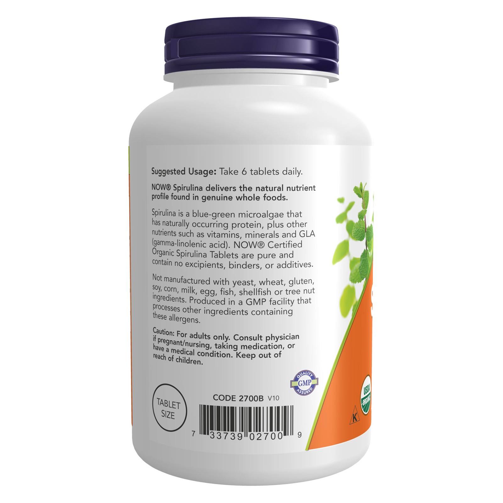 NOW FOODS Spirulina 500 mg Organic 500 Tablets