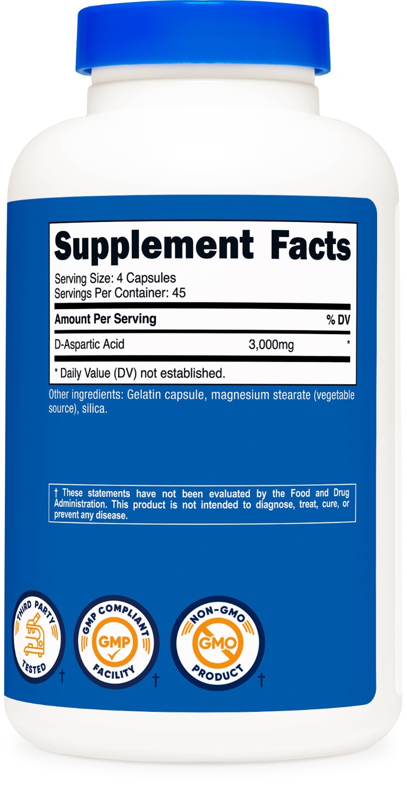 Nutricost D-Aspartic Acid Capsules (180 Capsules) (3000mg Serving)
