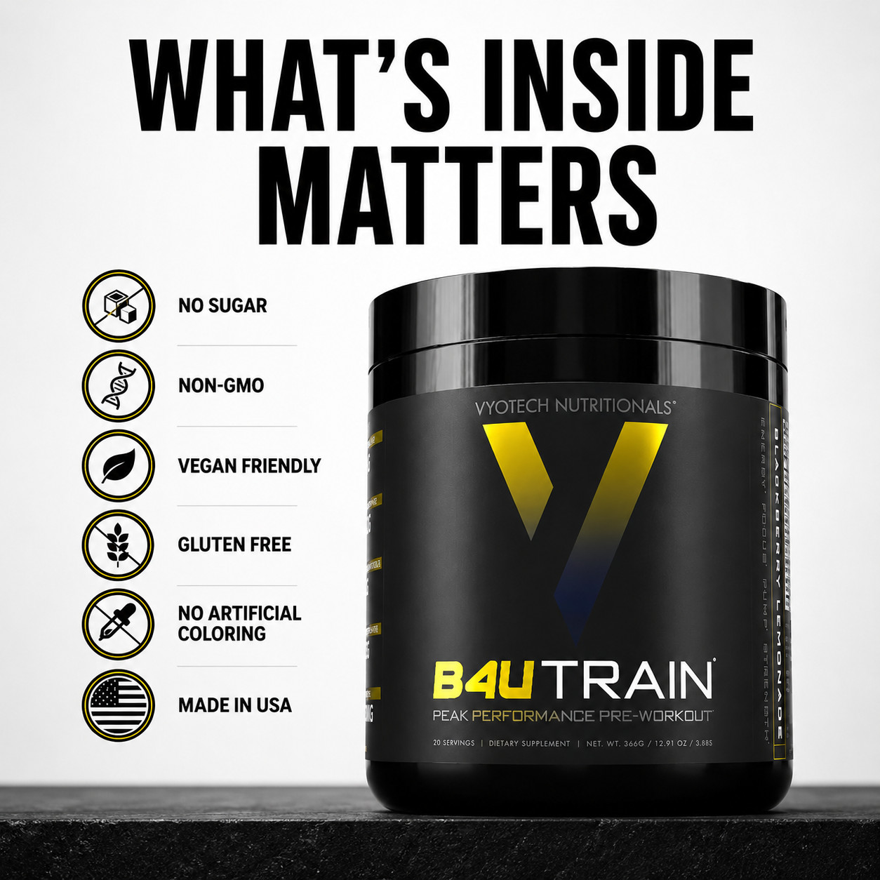 Pre-Workout Muscle Pumps Focus Recovery Energy Endurance B4UTRAIN by Vyotech