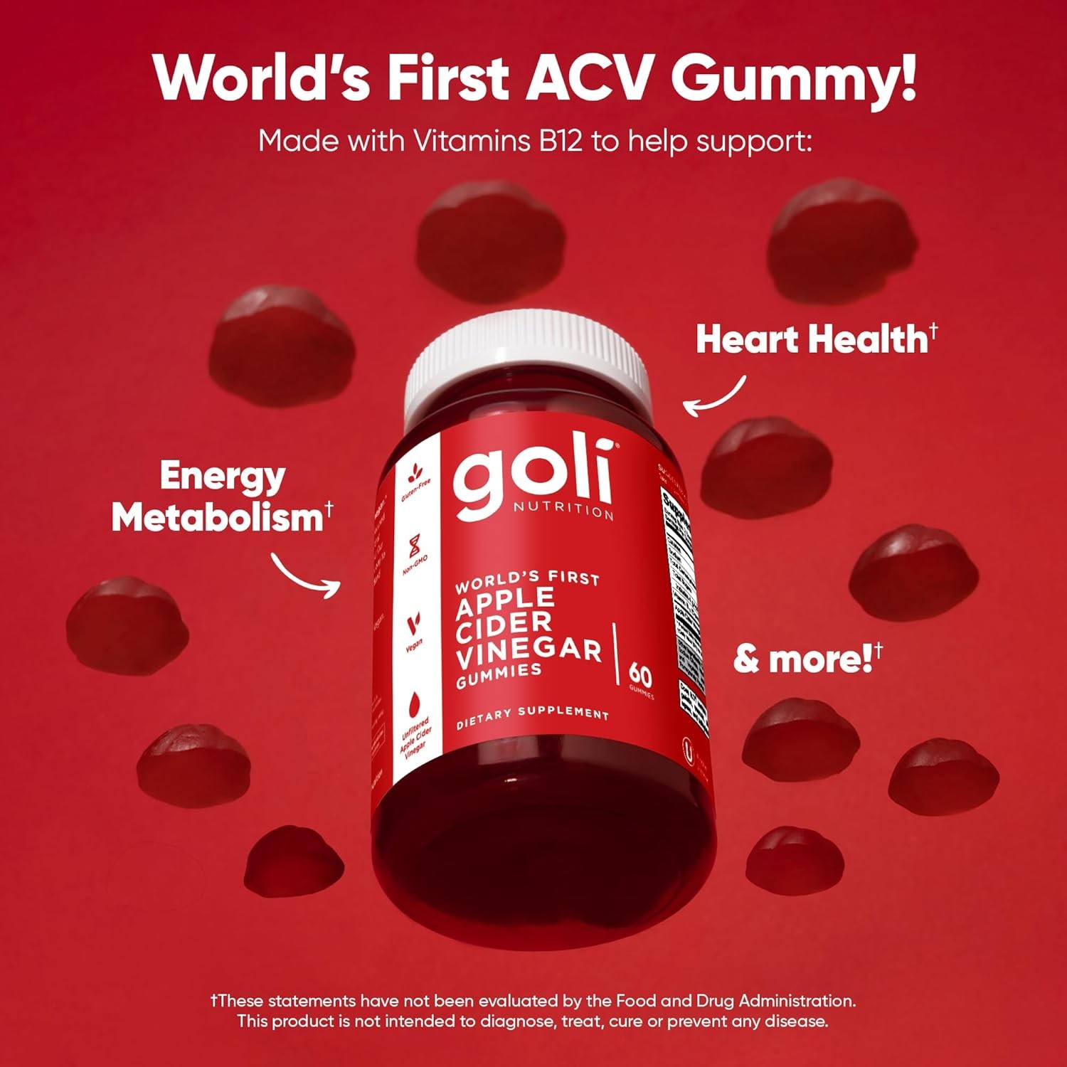 HOT-Goli Apple Cider Vinegar Gummies – Worlds First ACV Gummy with Vitamin B12