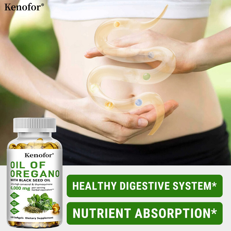 Oil of Oregano Softgels 2 in 1 6000mg with Black Seed Oil Immune Support