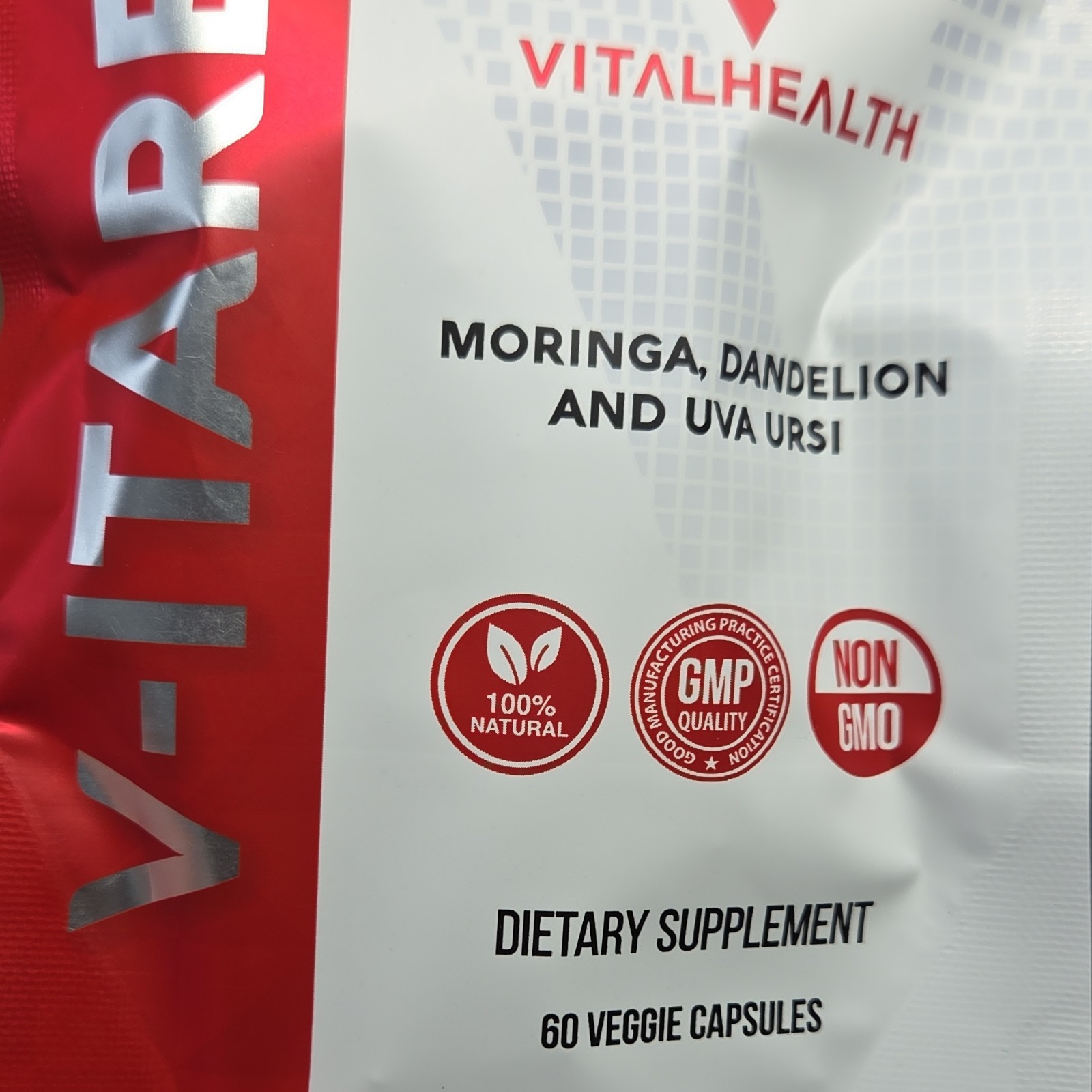VitalHealth Moringa Dandelion Uva Ursi Supplement 60 Capsules Non-GMO Natural